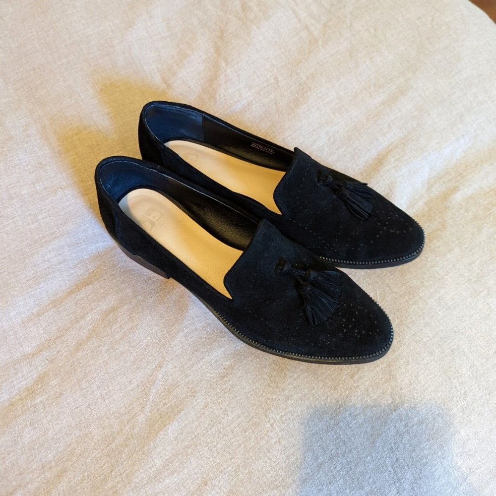 Joe's Black Suede Carson Tassel Loafer 7